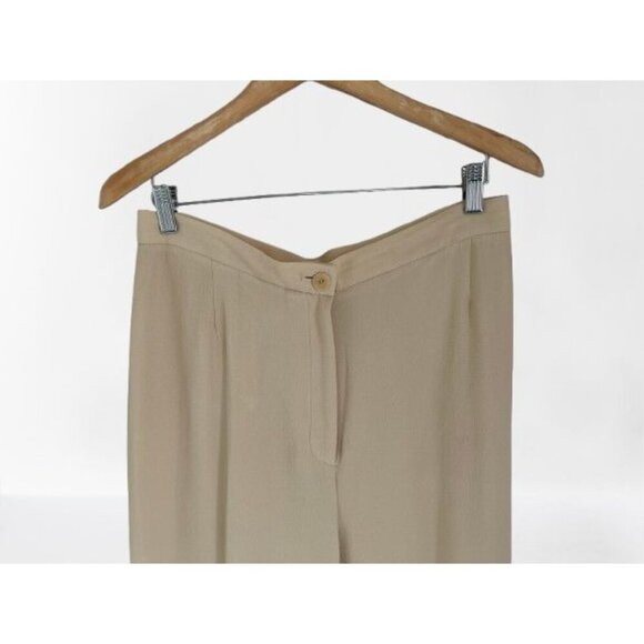 Emanuel Ungaro Beige Pleated Pants Womens Size 10 Lightweight Polyester Fabric - Picture 2 of 6